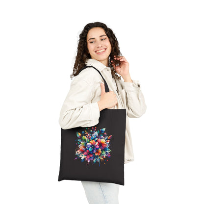 Rainbow Floral Explosion Cotton Canvas Tote Bag