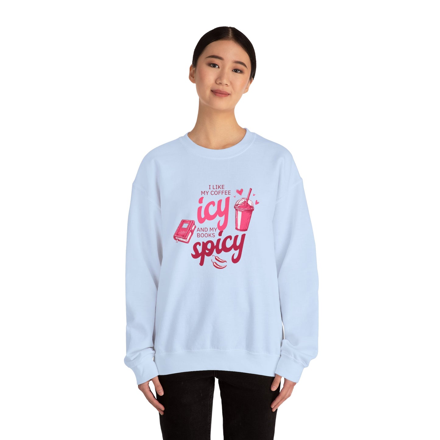 Icy Coffee Spicy Books Unisex Crewneck Sweatshirt