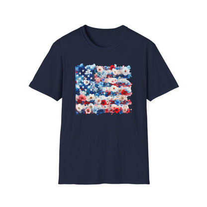 Patriotic Floral Freedom in Full Bloom Unisex Graphic T-Shirt