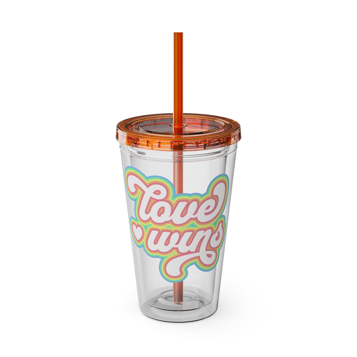 Love Wins 16oz. Insulated Tumbler with Straw