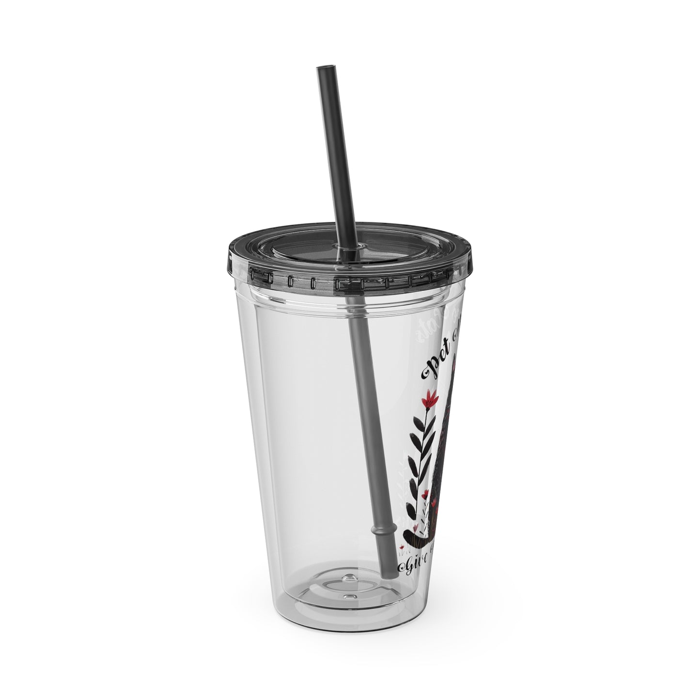 Pet More Cats 16oz Insulated Acrylic Cup with Straw