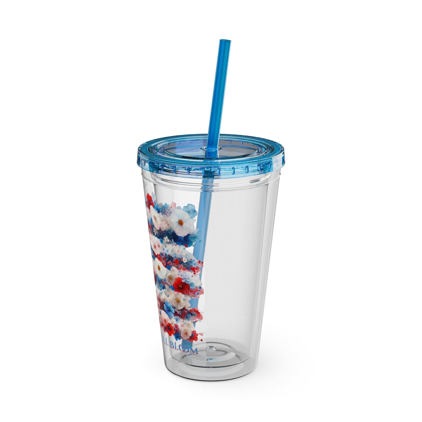 Patriotic Floral 16oz. Insulated Tumbler with Straw