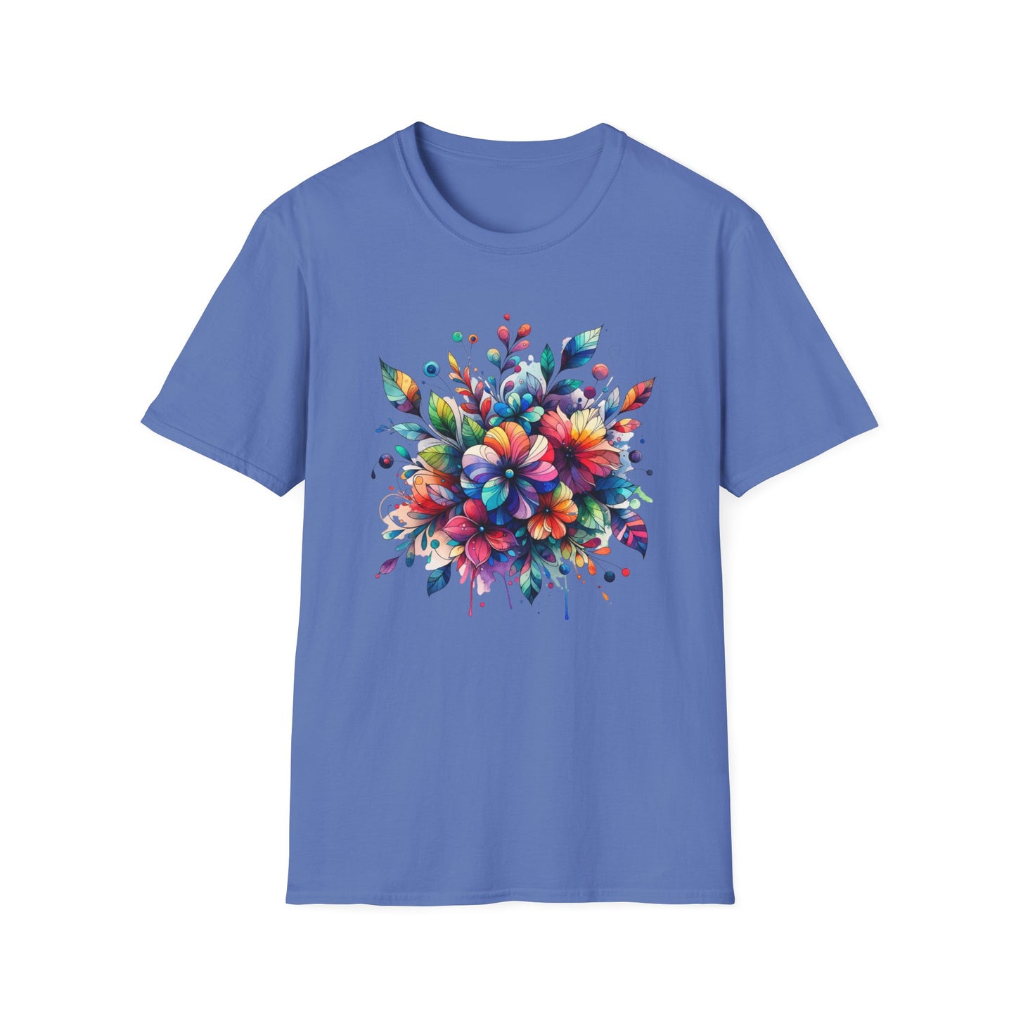 Rainbow Floral Explosion Unisex Graphic T-Shirt