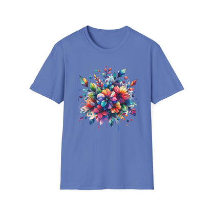 Rainbow Floral Explosion Unisex Graphic T-Shirt