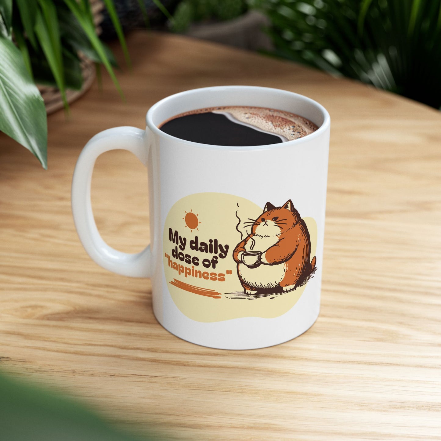 My Daily Dose of Happiness Cute Cat Ceramic Mug