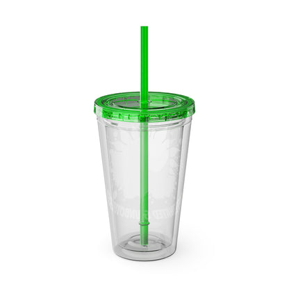 Caffeinated & Unbothered 16oz Insulated Tumbler with Straw