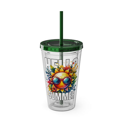 Hello Summer 16oz Insulated Tumbler with Straw