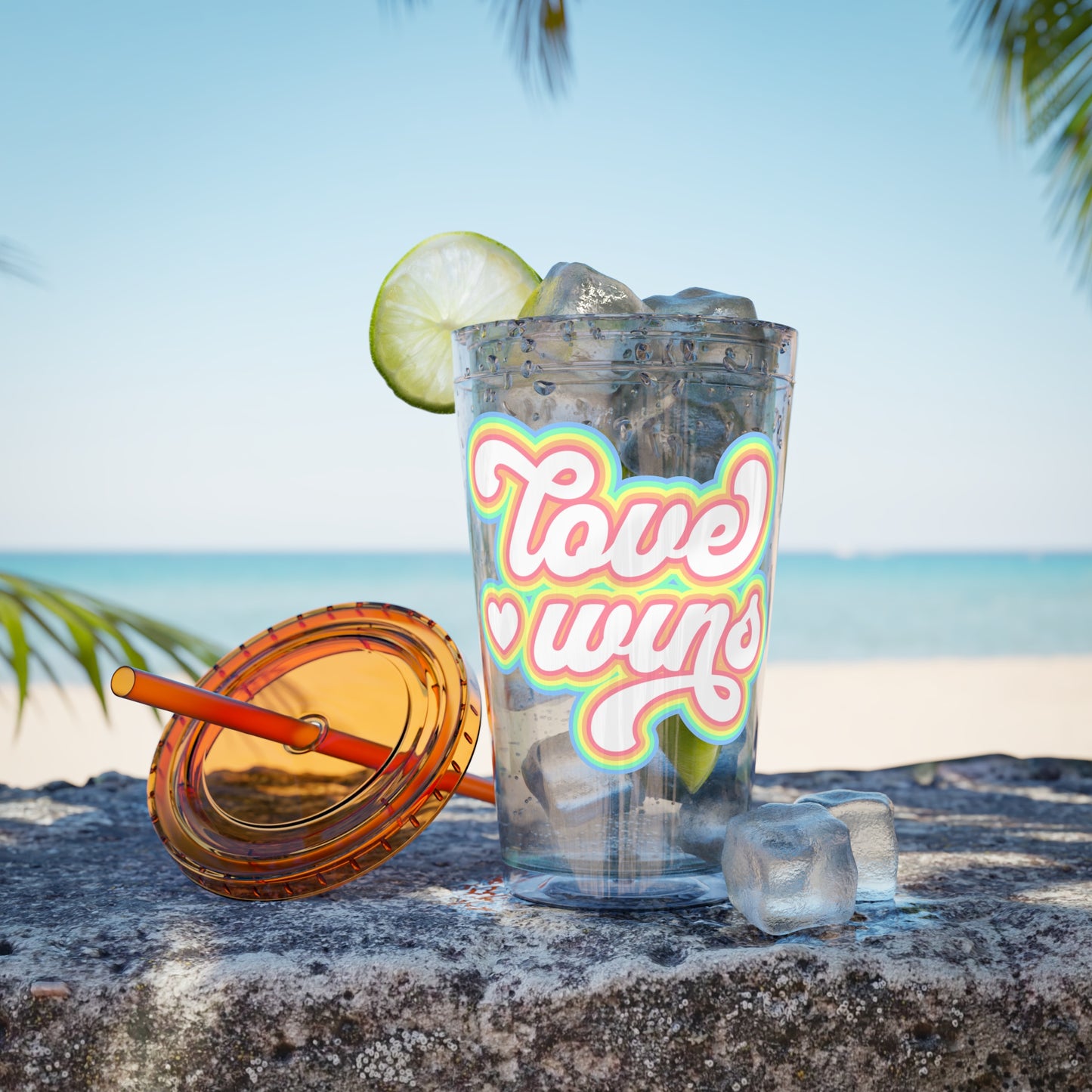 Love Wins 16oz. Insulated Tumbler with Straw
