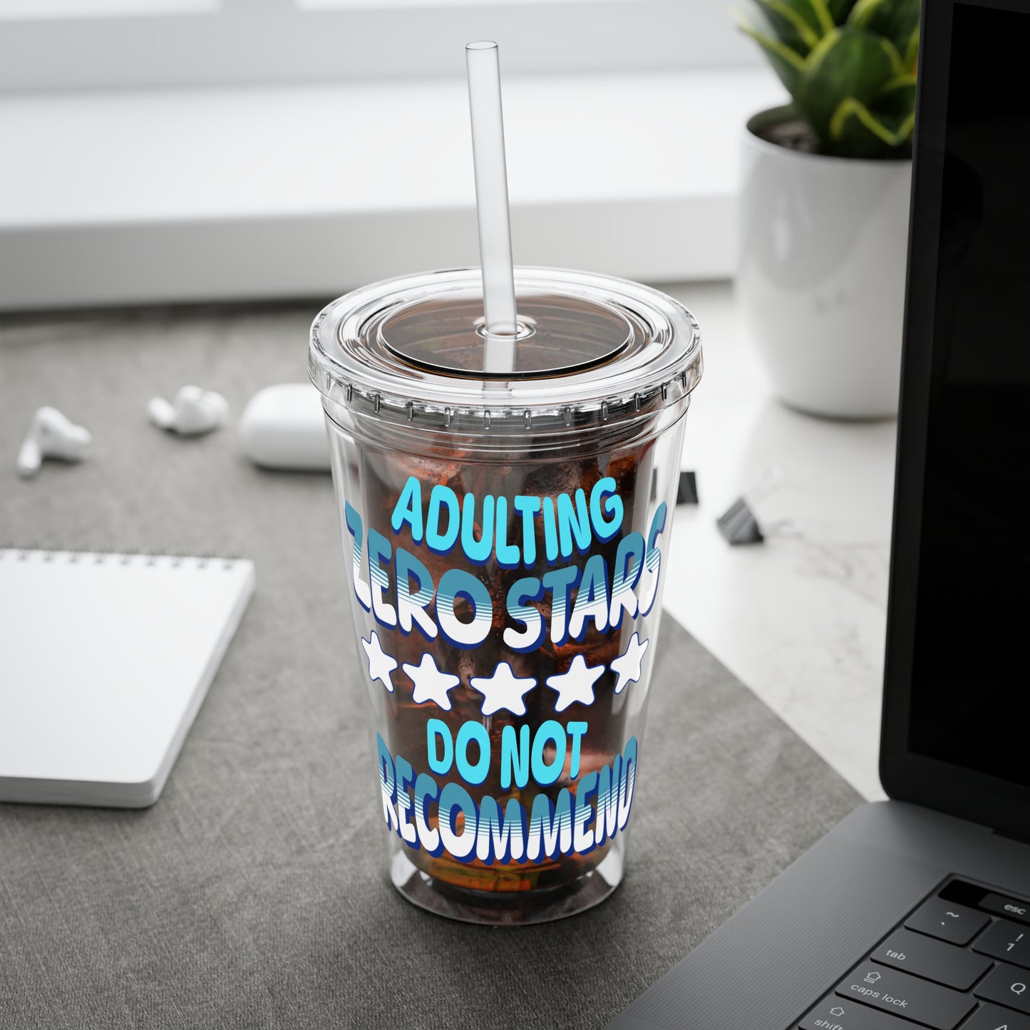 Adulting Zero Stars 16oz Insulated Tumbler with Straw