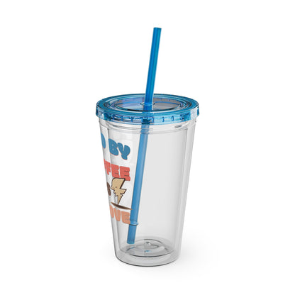 Fueled by Coffee, Chaos & Love 16oz Insulated Tumbler with Straw