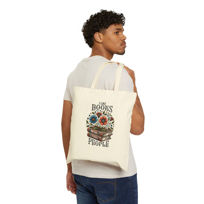 Books More Than People Cotton Canvas Tote Bag