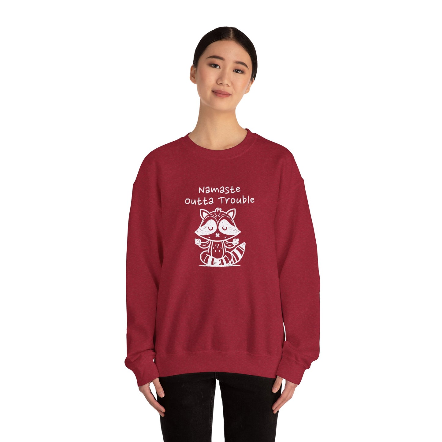 Namaste Outta Trouble Raccoon Unisex Crewneck Sweatshirt