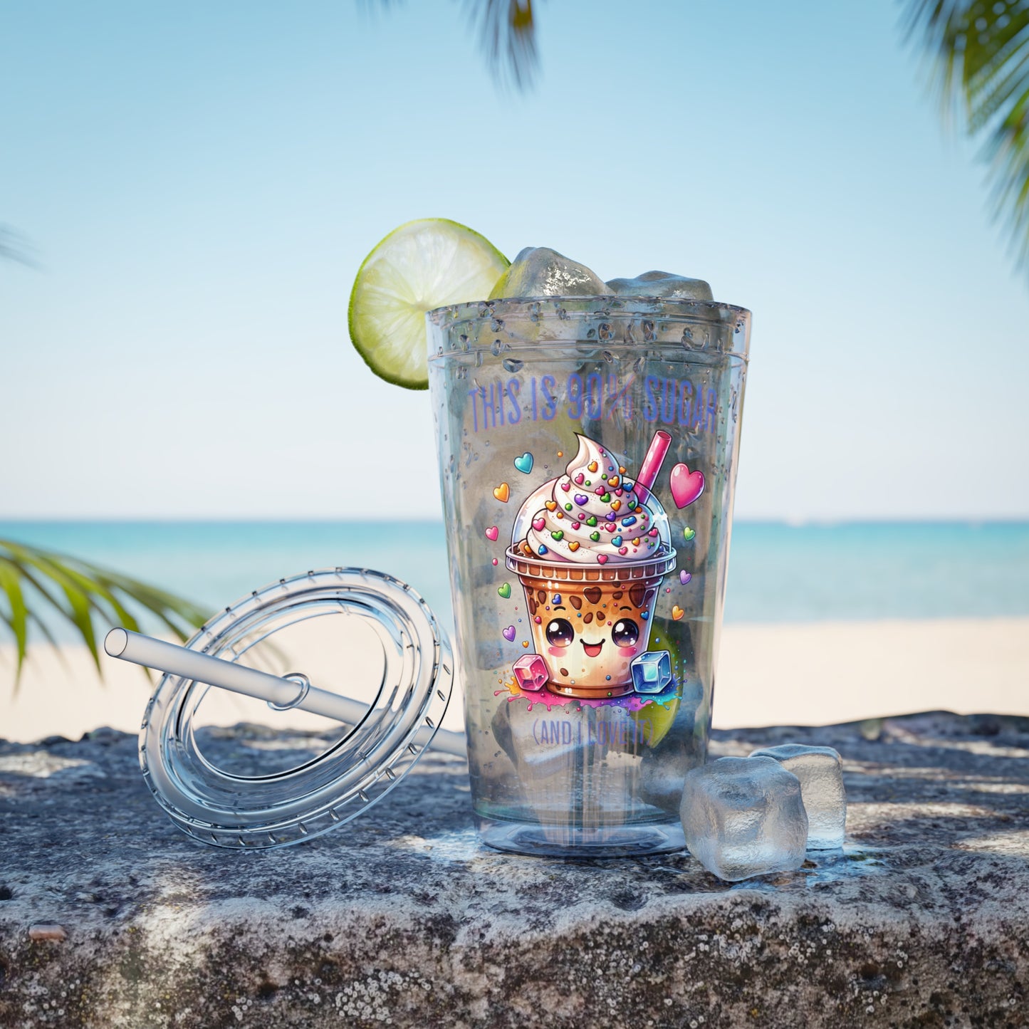 90% Sugar 16oz Insulated Tumbler with Straw
