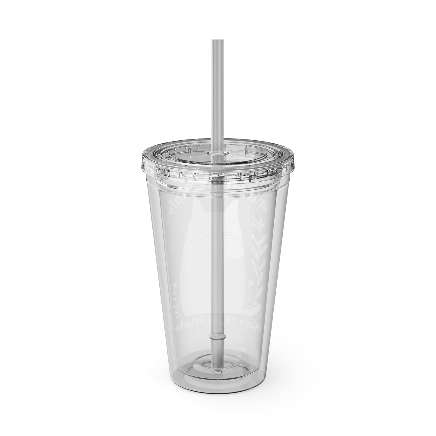 Pet More Cats 16oz Insulated Acrylic Cup with Straw