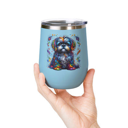 Colorful Shih Tzu 12oz Insulated Wine Tumbler