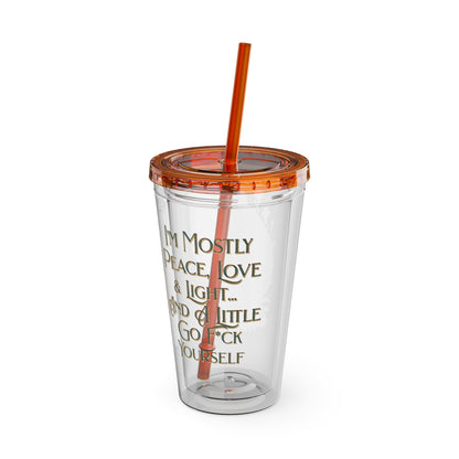 Peace Love Light F* Yourself 16oz Insulated Tumbler with Straw