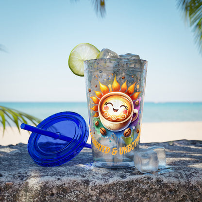Caffeinated & Unbothered 16oz Insulated Tumbler with Straw