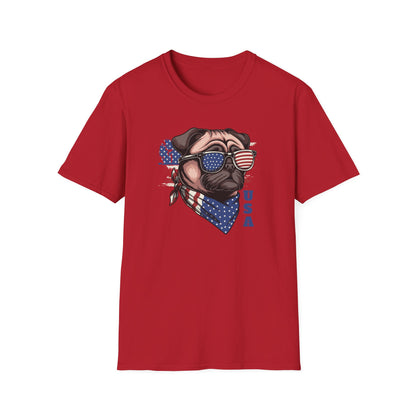 Patriotic Pug Dog USA Unisex Graphic T-Shirt