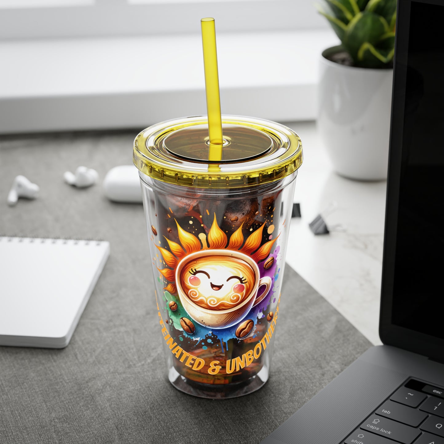 Caffeinated & Unbothered 16oz Insulated Tumbler with Straw