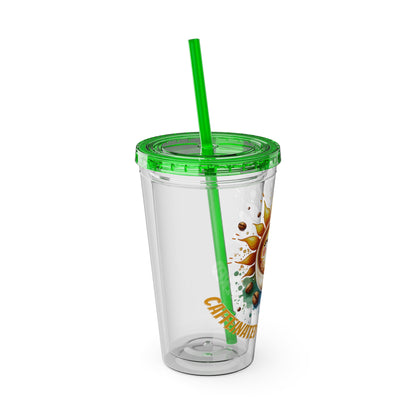 Caffeinated & Unbothered 16oz Insulated Tumbler with Straw