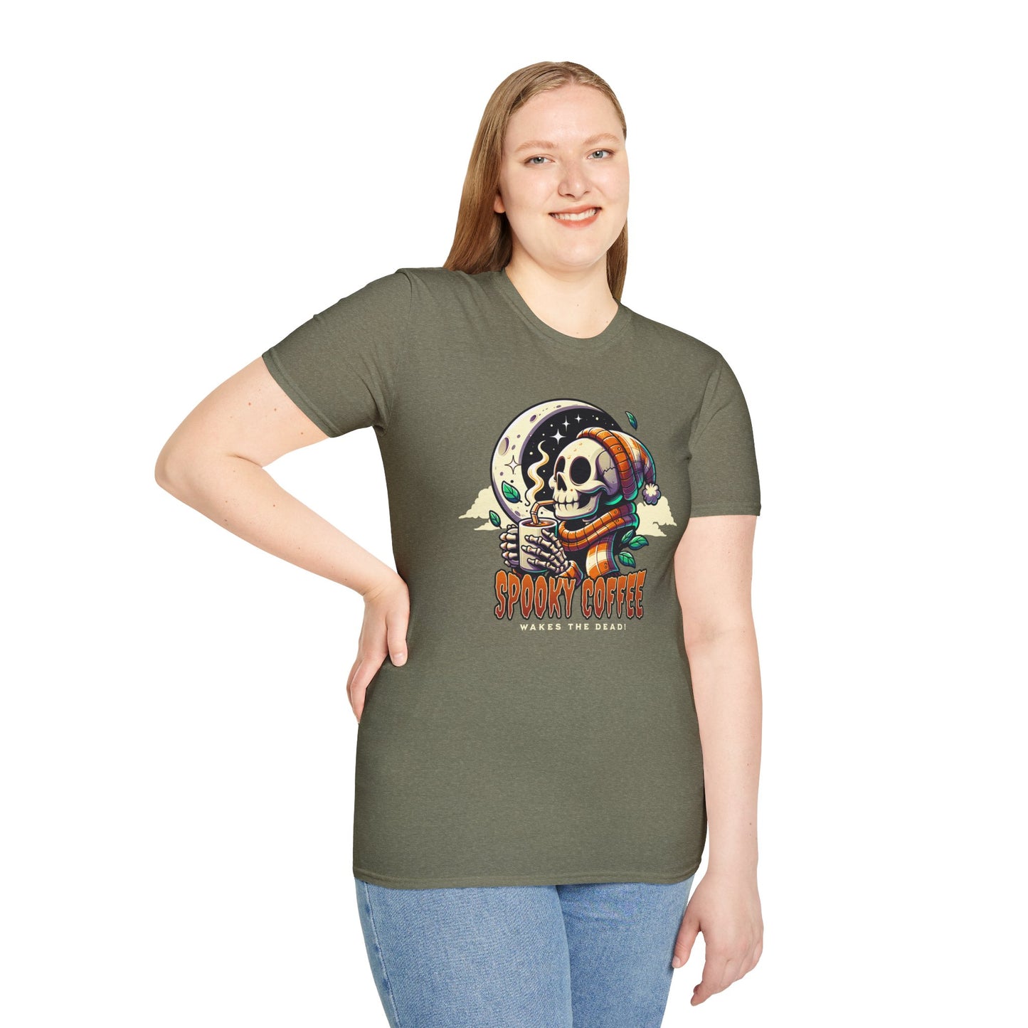 Spooky Coffee Skeleton Unisex Graphic T-Shirt