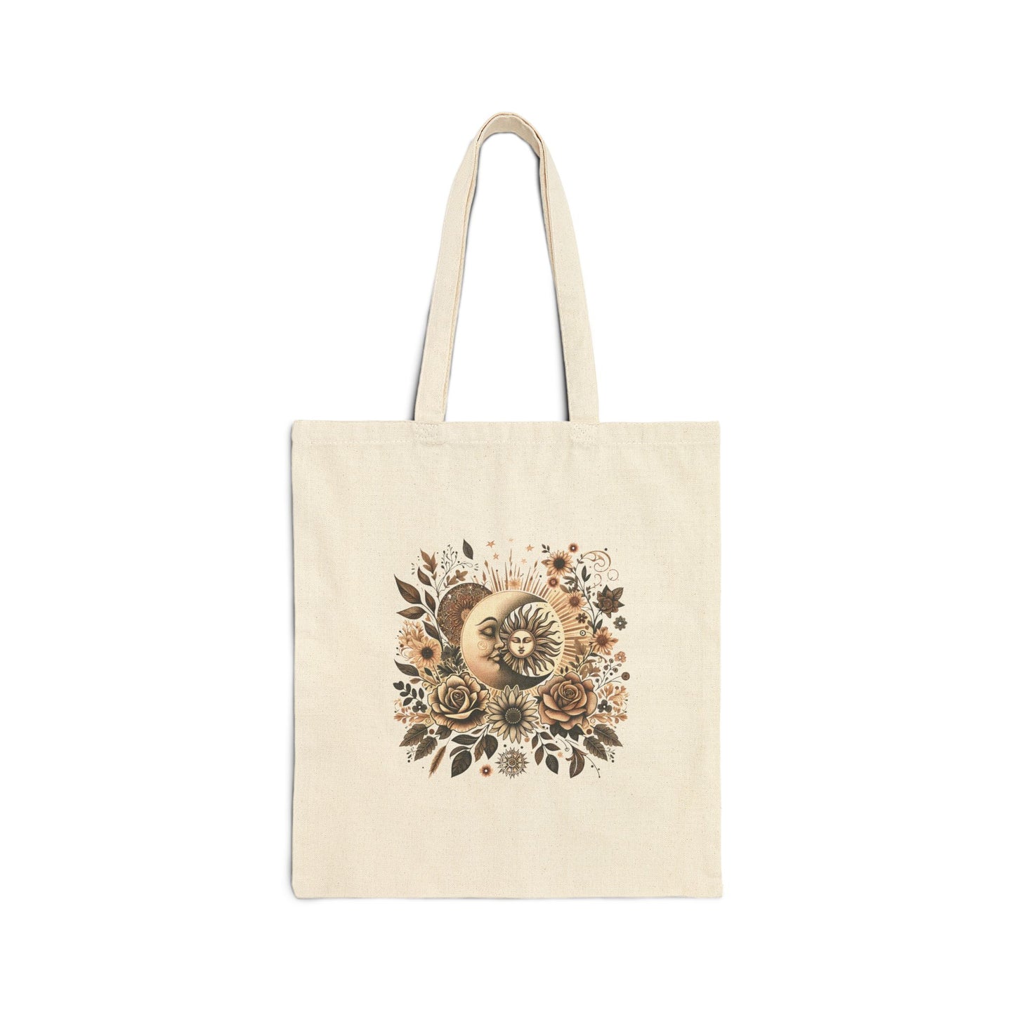 Celestial Bloom Cotton Canvas Tote Bag