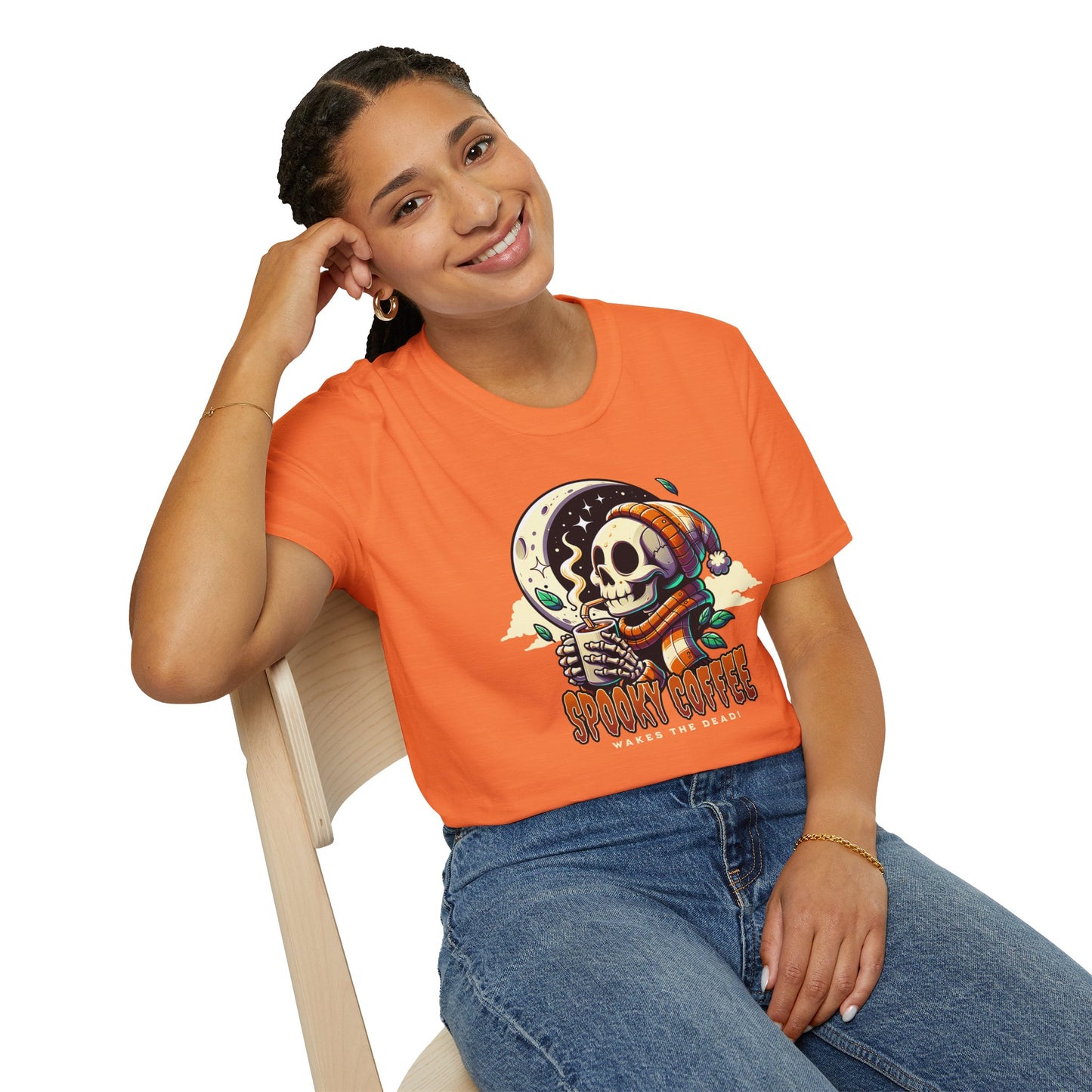 Spooky Coffee Skeleton Unisex Graphic T-Shirt