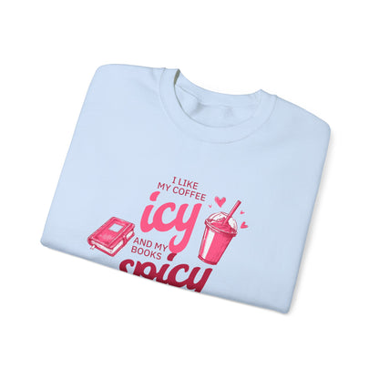 Icy Coffee Spicy Books Unisex Crewneck Sweatshirt