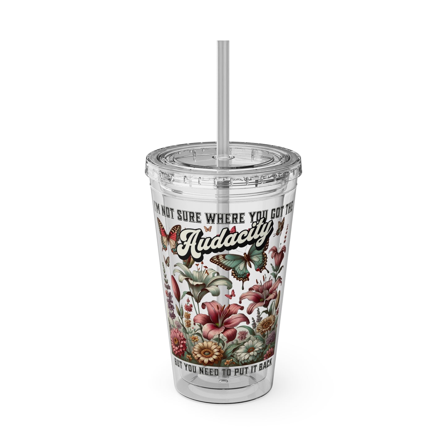 Floral Audacity 16oz Insulated Tumbler with Straw