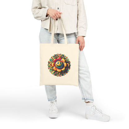 Cheerful Flower Cotton Canvas Tote Bag