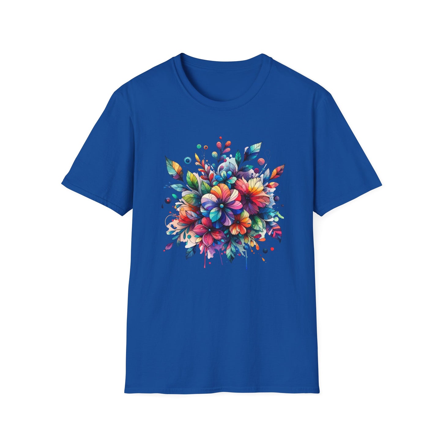 Rainbow Floral Explosion Unisex Graphic T-Shirt