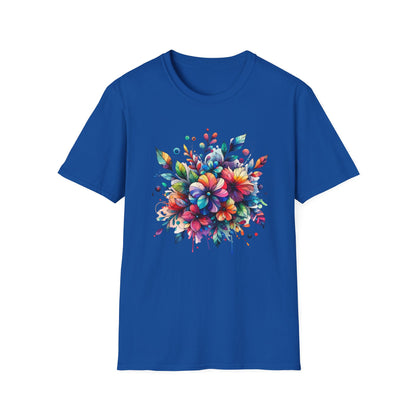 Rainbow Floral Explosion Unisex Graphic T-Shirt