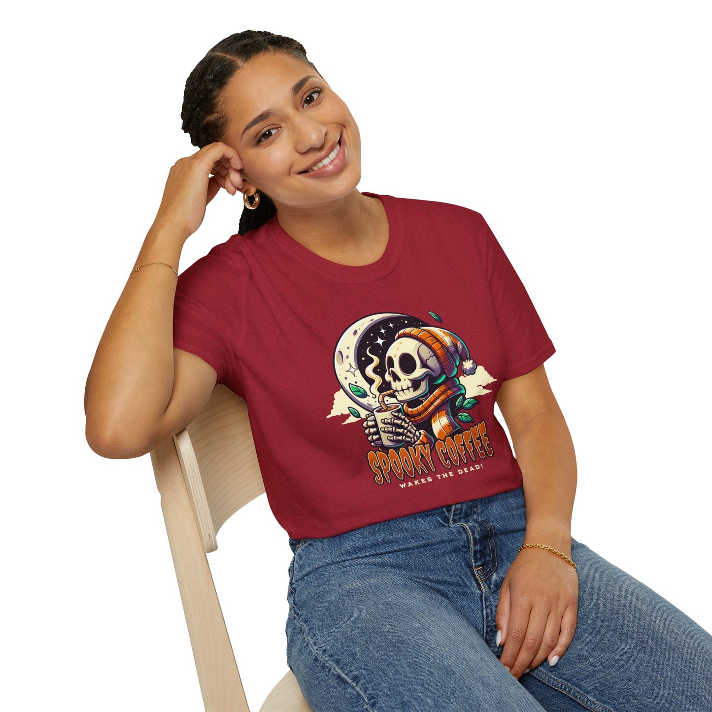 Spooky Coffee Skeleton Unisex Graphic T-Shirt