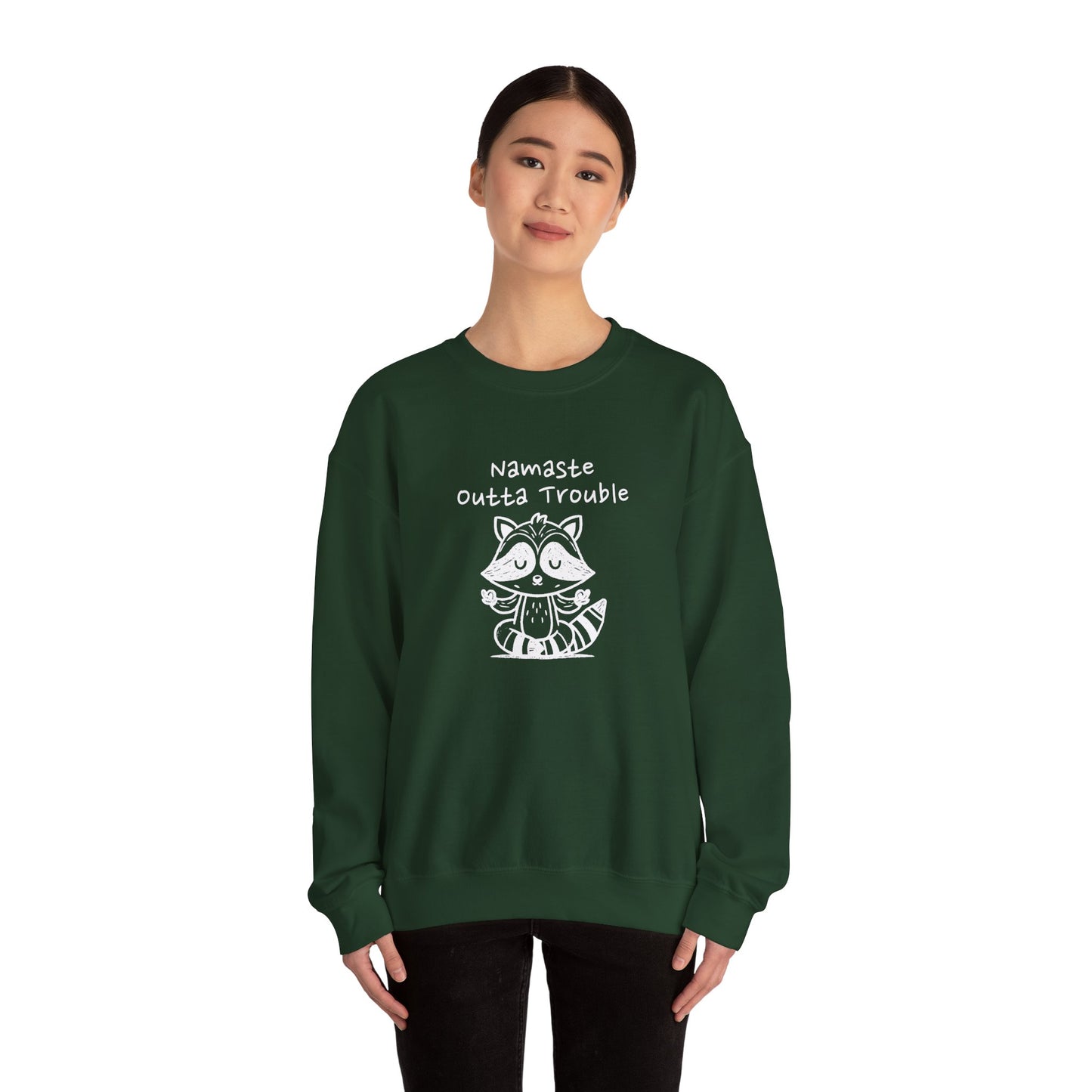 Namaste Outta Trouble Raccoon Unisex Crewneck Sweatshirt