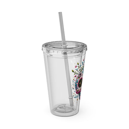 Sugar Skull 16oz Insulated Tumbler with Straw