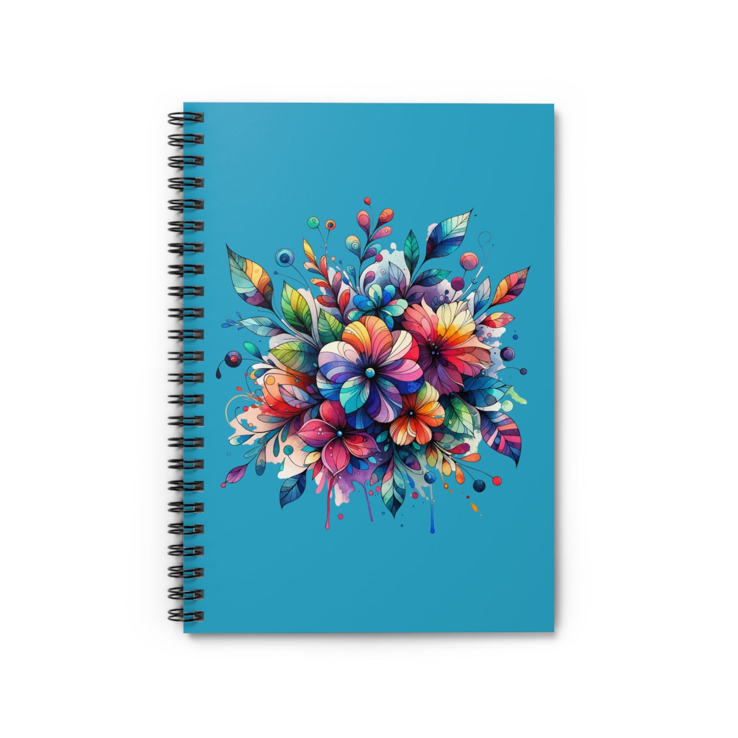Rainbow Floral Explosion Spiral Journal Notebook