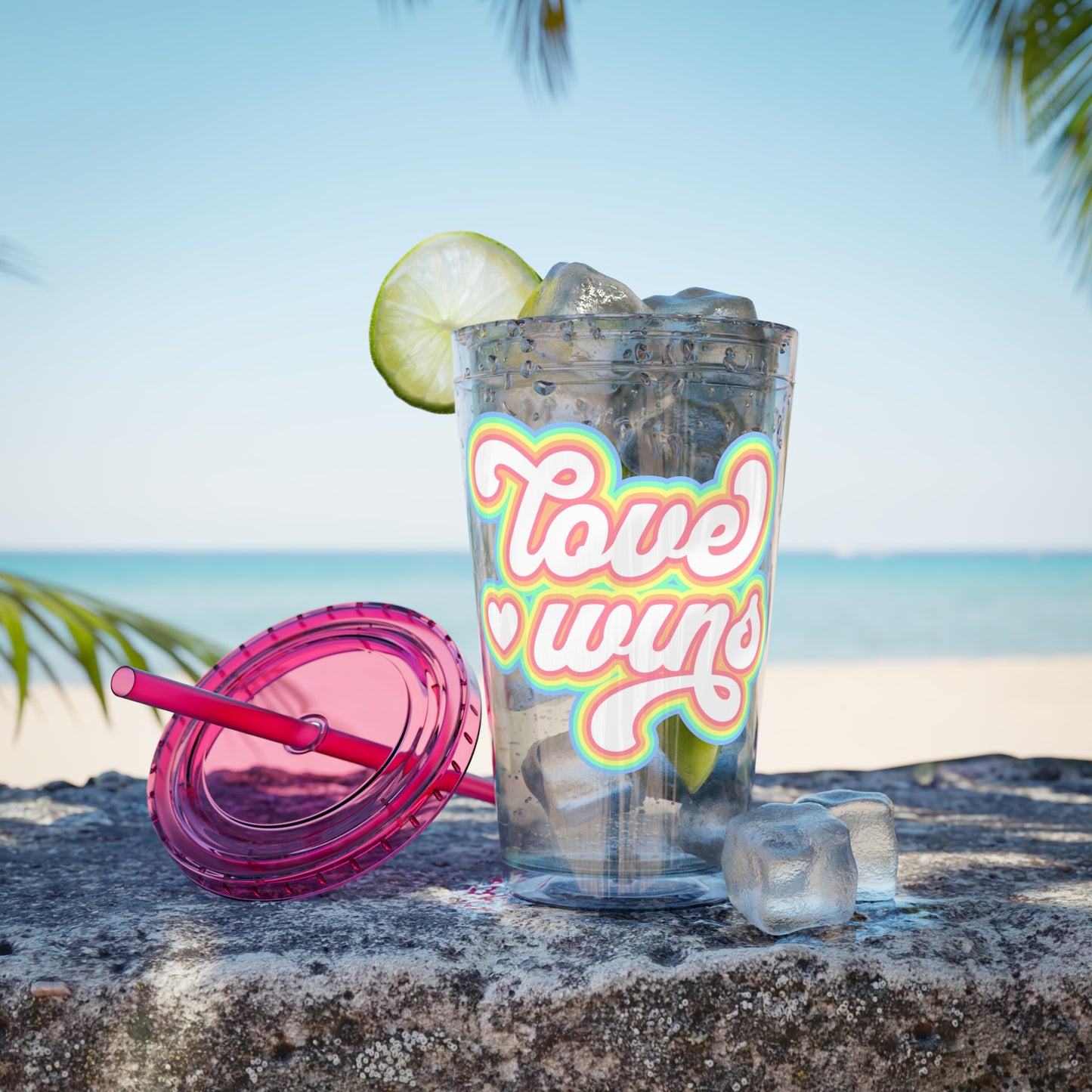 Love Wins 16oz. Insulated Tumbler with Straw