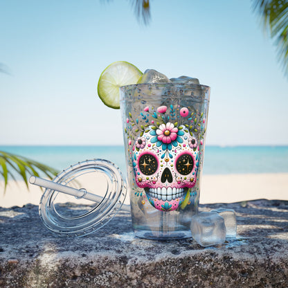 Sugar Skull 16oz Insulated Tumbler with Straw