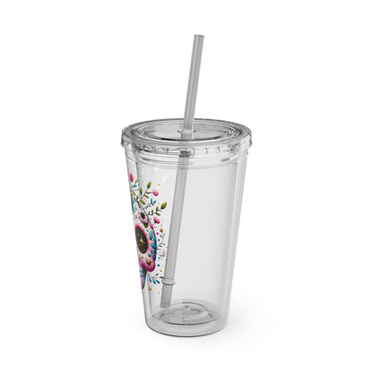 Sugar Skull 16oz Insulated Tumbler with Straw