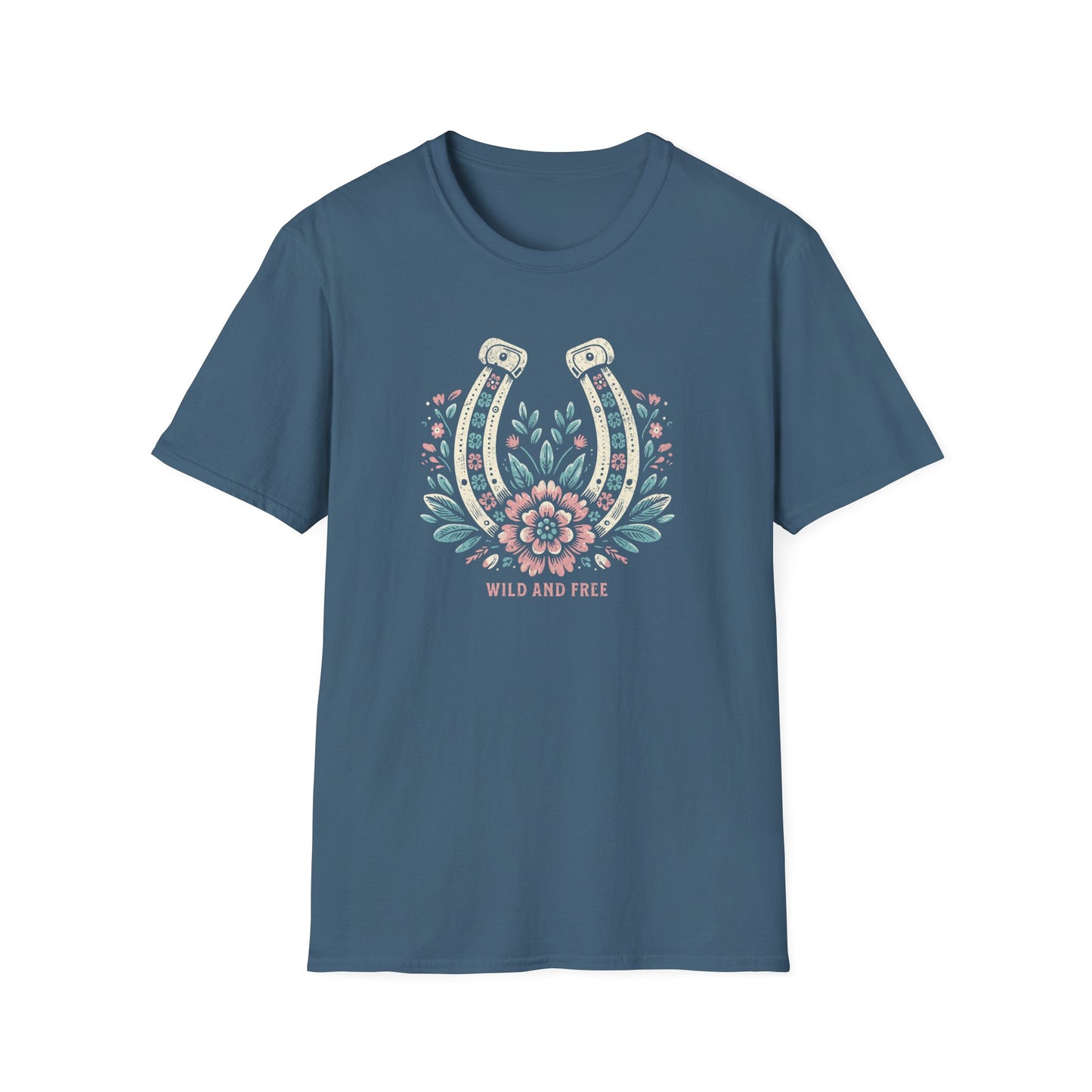 Wild and Free Horseshoe Floral Unisex Graphic T-Shirt
