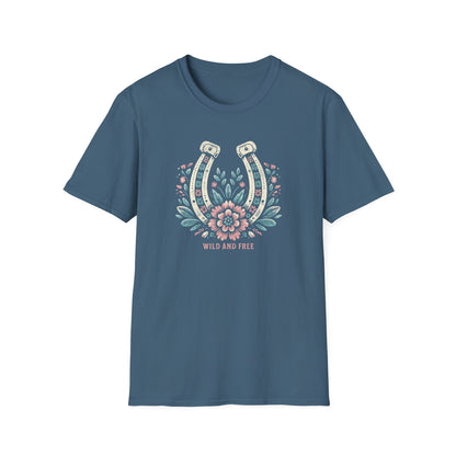 Wild and Free Horseshoe Floral Unisex Graphic T-Shirt