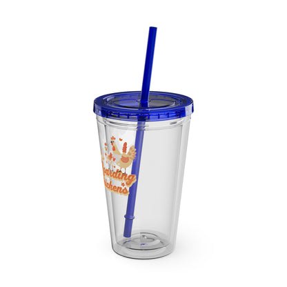 Not Hoarding If It's Chickens 16oz. Insulated Tumbler with Straw