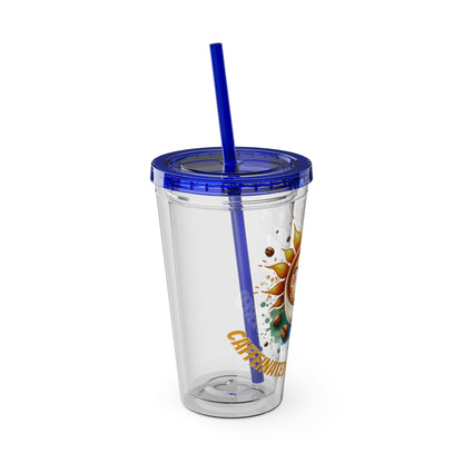Caffeinated & Unbothered 16oz Insulated Tumbler with Straw