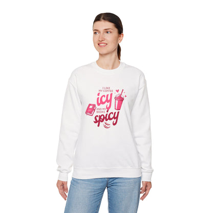 Icy Coffee Spicy Books Unisex Crewneck Sweatshirt