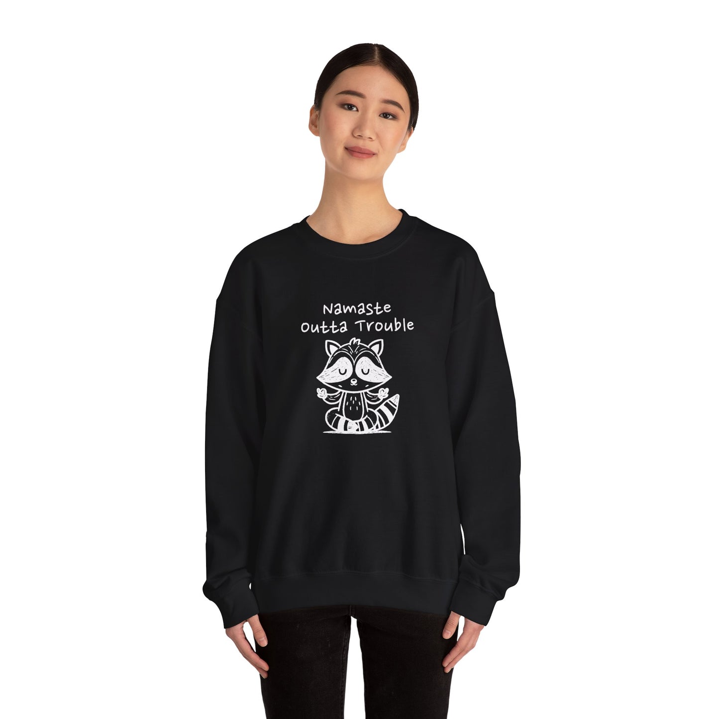 Namaste Outta Trouble Raccoon Unisex Crewneck Sweatshirt