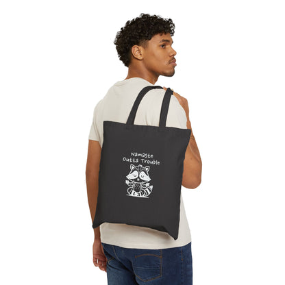 Namaste Outta Trouble Raccoon Cotton Canvas Tote Bag