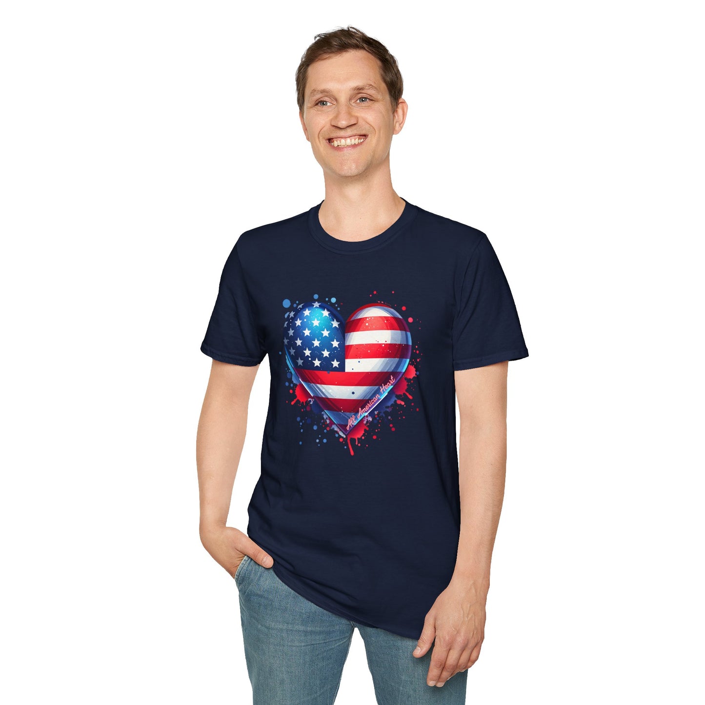 All American Heart Patriotic Unisex Graphic T-Shirt