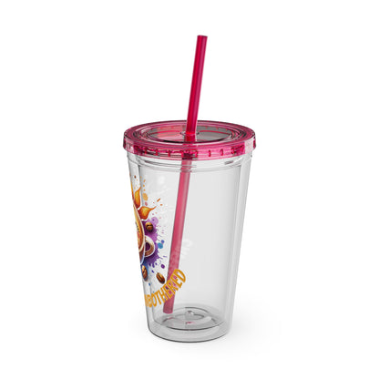 Caffeinated & Unbothered 16oz Insulated Tumbler with Straw