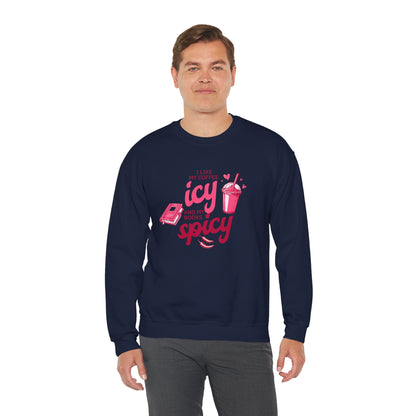 Icy Coffee Spicy Books Unisex Crewneck Sweatshirt
