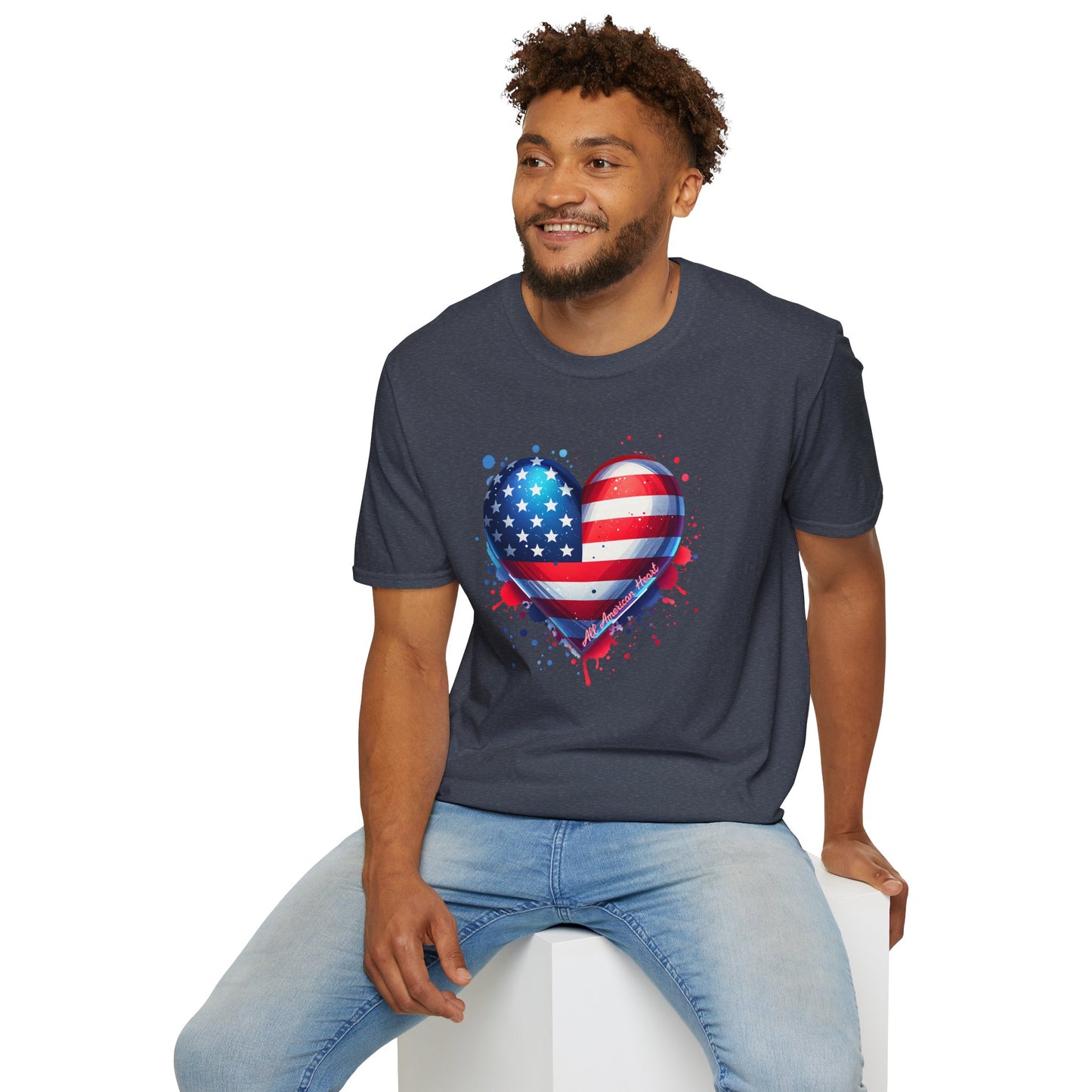 All American Heart Patriotic Unisex Graphic T-Shirt